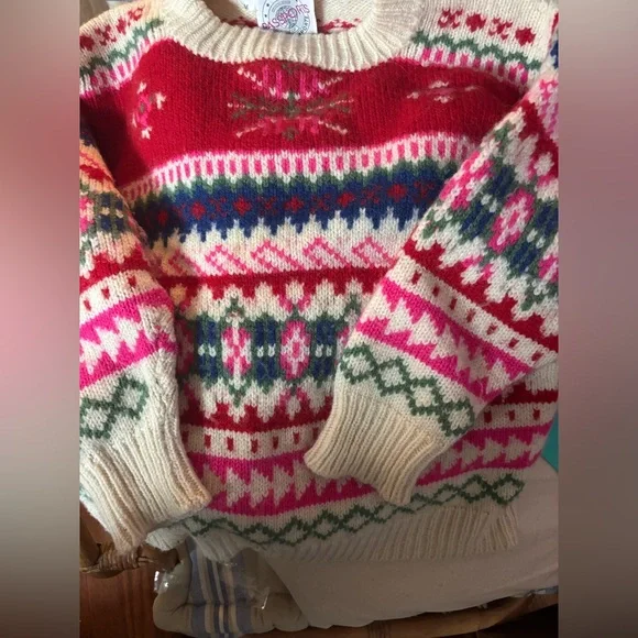 Vintage Pier 1 Women's Wool Ski Sweater Size M - Picture 2 of 6